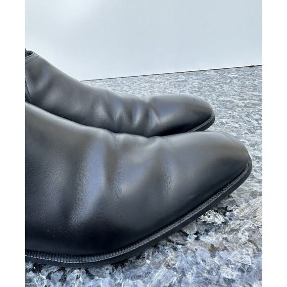 Salvatore Ferragamo Santo Chelsea Ankle Boots Black Glossy Leather Slip On 13D main image 14